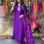 Purple Viscose Chanderi Full Set -Elegant Traditional Wear for Every Occasion