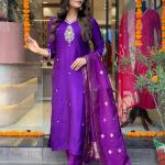 Purple Viscose Chanderi Full Set -Elegant Traditional Wear for Every Occasion