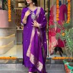 Purple Viscose Chanderi Full Set -Elegant Traditional Wear for Every Occasion