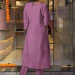 Women's Onion Straight Embroidered Kurta with Pant & Dupatta