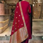 Maroon Women's Embroidered Straight Kurta Set
