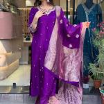 Roman Silk Top & Bottom Set with Banarasi Silk Dupatta – A Touch of Timeless Elegance