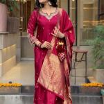 Roman Silk Top & Bottom Set with Banarasi Silk Dupatta – A Touch of Timeless Elegance