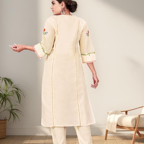 VINTAGE COLOUR Women Embellished Straight Kurta Set