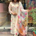 Taby Fabric Top and Rayon Pant Set with Dupatta – Elegant and Comfortable Ethnic Wear