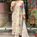 Taby Fabric Top and Rayon Pant Set with Dupatta – Elegant and Comfortable Ethnic Wear