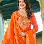 Elegant Roman Silk Salwar Suit Set with Banarasi Silk Dupatta – Festive & Party Wear