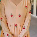 Chanderi Peach embroidered Anarkali Set with Mal Cotton Dupatta – Comfortable Ethnic Wear