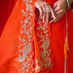 Radiant Orange Roman Silk Salwar Suit with Organza Dupatta – Festive & Party Wear