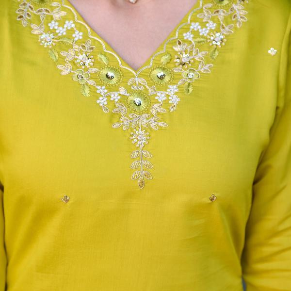 Elegant Parrot Green Salwar Suit Set with Banarasi Silk Dupatta – Festive & Party Wear