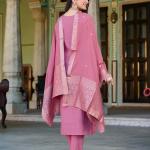 Light Pink Roman Silk Salwar Suit Set with Banarasi Printed Dupatta – Festive & Party Wear