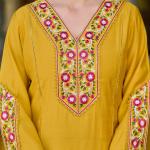Mustard Roman Silk Salwar Suit Set with Banarasi Printed Dupatta – Festive & Party Wear