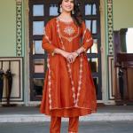 Brown Maska Cotton Salwar Suit with Organza Silk Dupatta – Ethnic & Festive Wear for Women