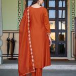 Brown Maska Cotton Salwar Suit with Organza Silk Dupatta – Ethnic & Festive Wear for Women