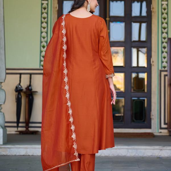 Brown Maska Cotton Salwar Suit with Organza Silk Dupatta – Ethnic & Festive Wear for Women