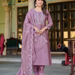 Light Purple Roman Silk Salwar Suit with Organza Silk Dupatta – Elegant Festive Wear for Women