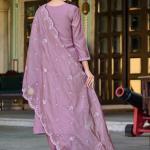 Light Purple Roman Silk Salwar Suit with Organza Silk Dupatta – Elegant Festive Wear for Women