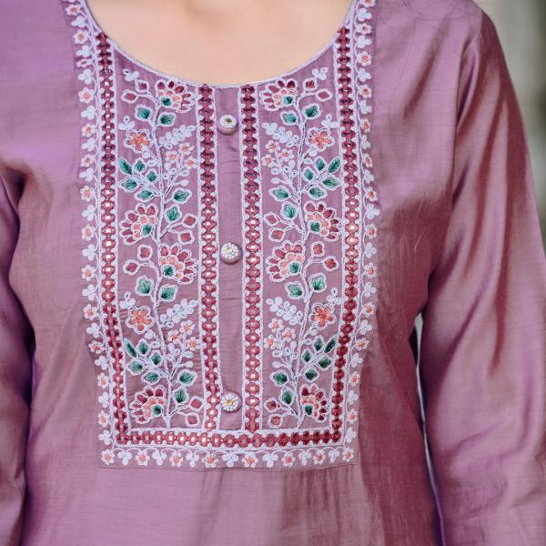 Light Purple Roman Silk Salwar Suit with Organza Silk Dupatta – Elegant Festive Wear for Women