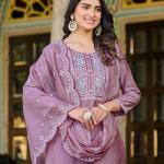 Light Purple Roman Silk Salwar Suit with Organza Silk Dupatta – Elegant Festive Wear for Women