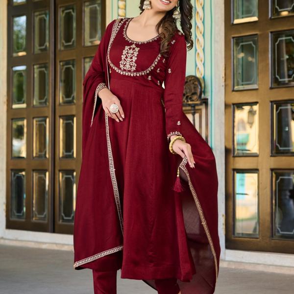 Graceful Vichitra Silk Salwar Suit Set for Women – Elegant Ethnic Wear